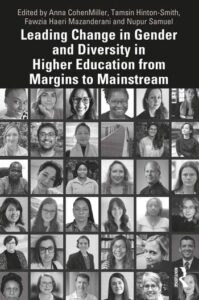 Book cover with many photos of diverse people in higher education